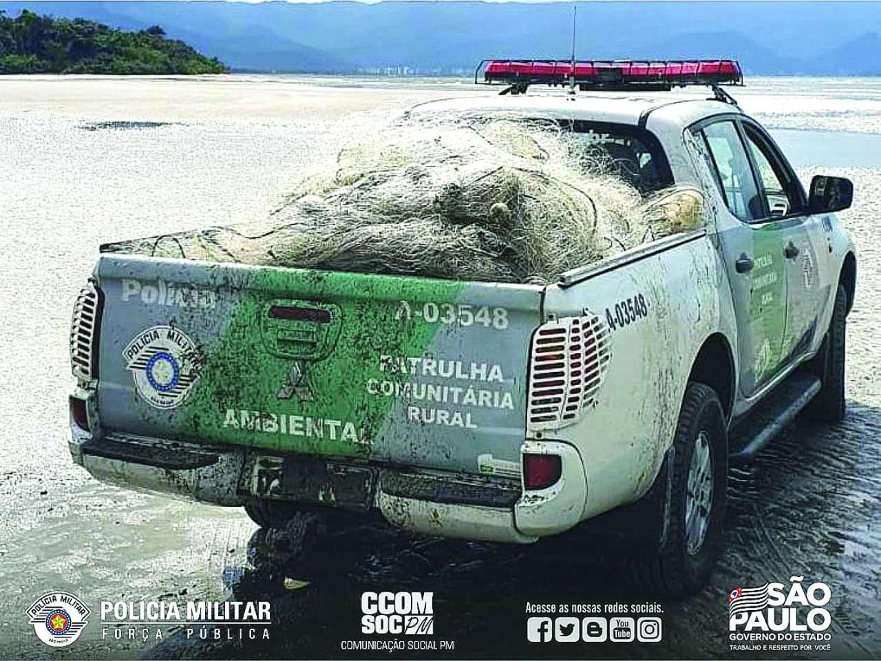 Polícia Ambiental apreende mais de 20 redes de pesca em unidade de conservação