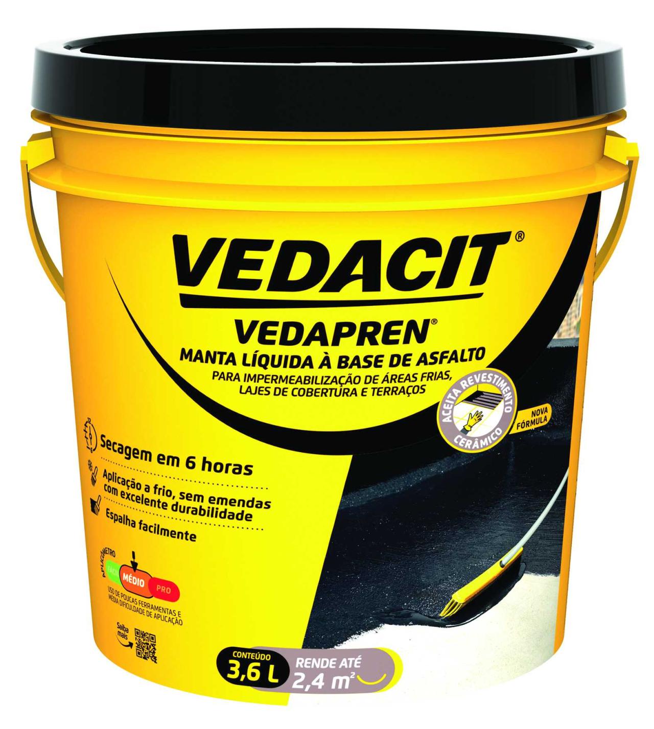 Vedacit apresenta Vedapren Asfáltico com menor tempo de secagem