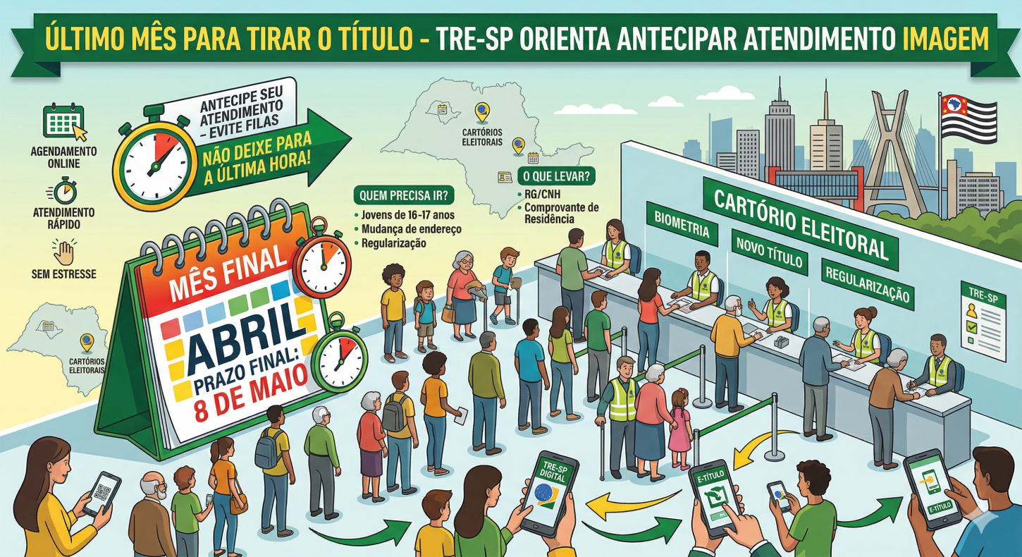 Último mês para tirar o título; TRE-SP orienta eleitor a antecipar atendimento