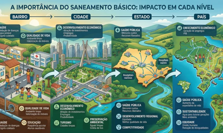 A importância do saneamento básico para o bairro, para a cidade, para o estado e para o país