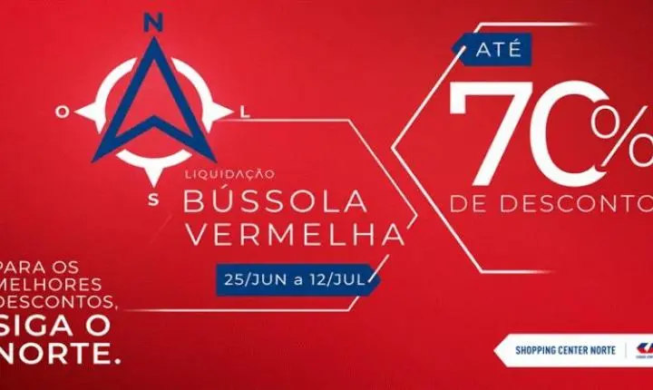 Liquidação “Bússola Vermelha” do Shopping Center Norte oferece descontos de até 70%