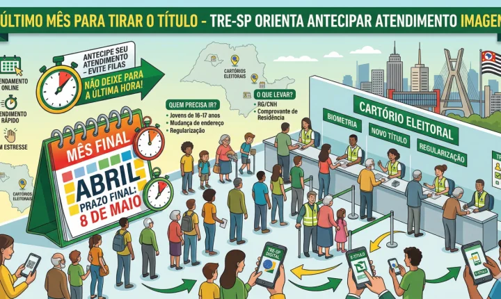 Último mês para tirar o título; TRE-SP orienta eleitor a antecipar atendimento